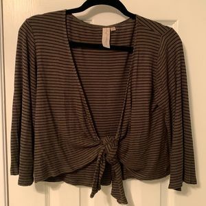 Allison Joy Olive/Black Tie Front Cardigan/Shrug